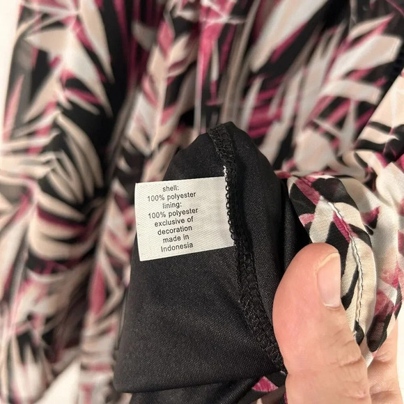 Lane Bryant Blouse Women's 20 Purple Black Cold Shoulder Sheer Short Sleeve - Picture 5 of 10